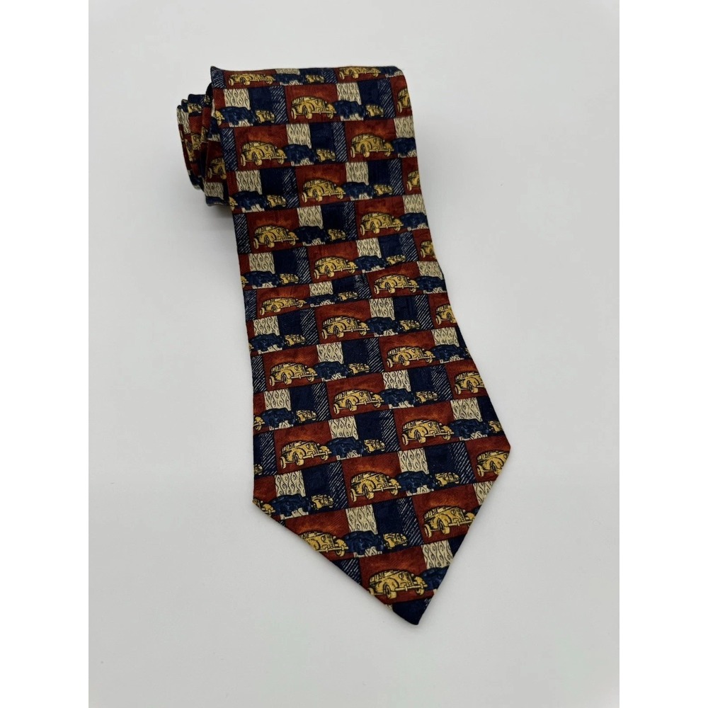 Fumagalli's Studio Silk Tie Geometric‎ Pattern Red Blue Gold Made in Italy